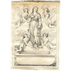 Virgin with angels, engraved by P. Martí from a work by V. Joanes