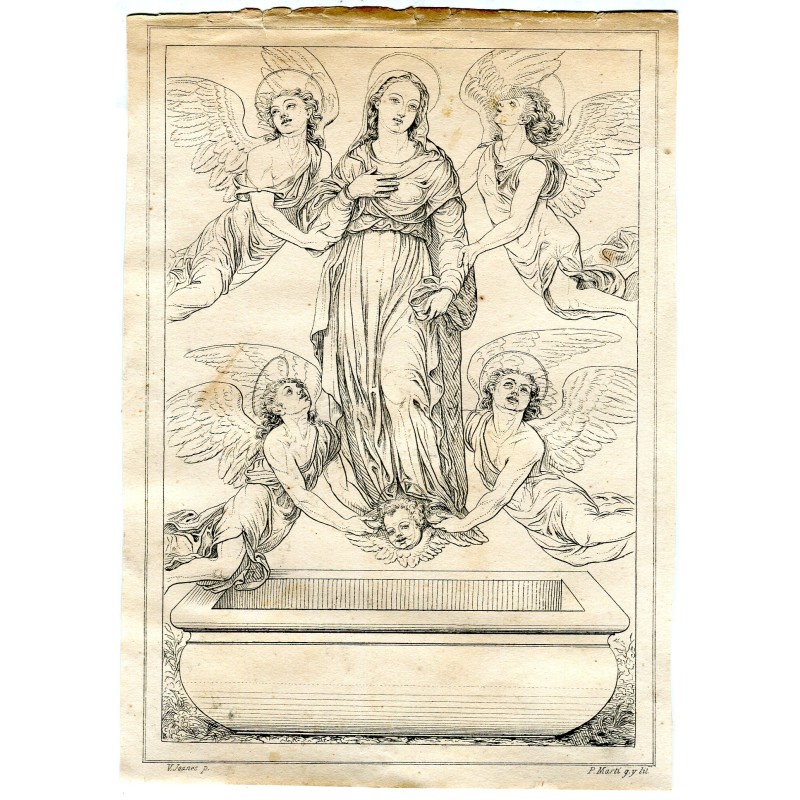 Virgin with angels, engraved by P. Martí from a work by V. Joanes