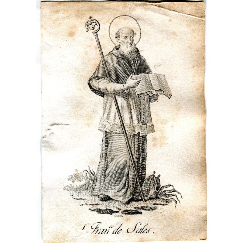 Der Heilige Franz von Sales gestochen von Vicente Capilla, signiert.