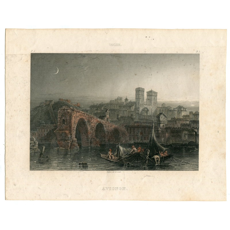 Avignon (Frankreich). Antiker Stich, ca. 1853