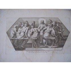 Discumentibus et edentibus discipulis dixit Iesus grabado de Petrus Aquila, Jacobus de Rubeis Roma