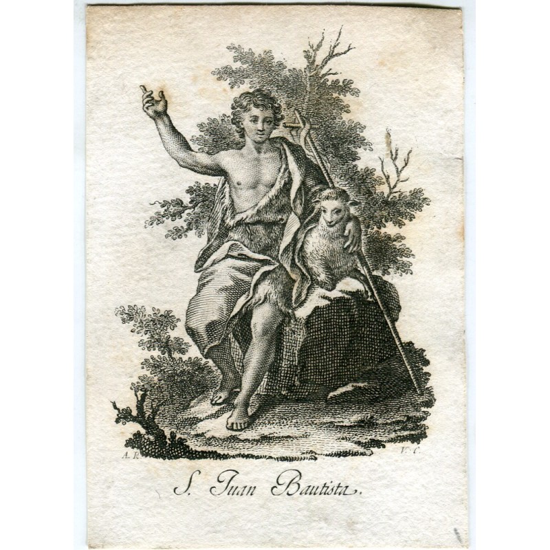 Saint Jean Baptiste gravé par Vicente Capilla d'après un dessin de A, Rodriguez.