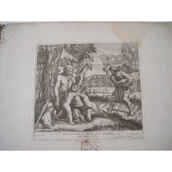 Concepit Heva et peperit Cain Fratre engraved by Cesare Fantetti (Fantectus) 17th century