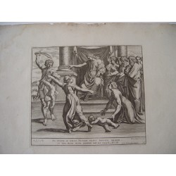Le jugement de Salomon gravé par Petrus d'Aquila 17e siècle Jacobus de Rubeis Rome