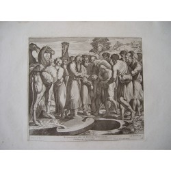 Extrahentas eum de Cisterna vendiderunt 17th century engraving by Cesar Fantetti