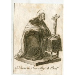 Saint Francis of Siena, lawyer of sinners, engraving from the 18th-19th century