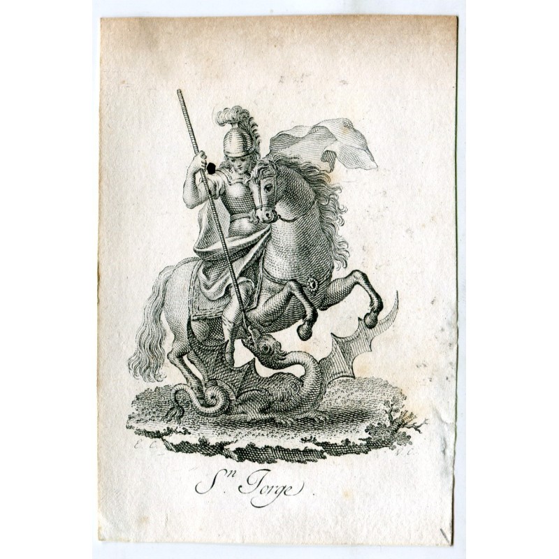 Saint Georges gravé par Vicente Capilla, dessinateur signé des initiales EC