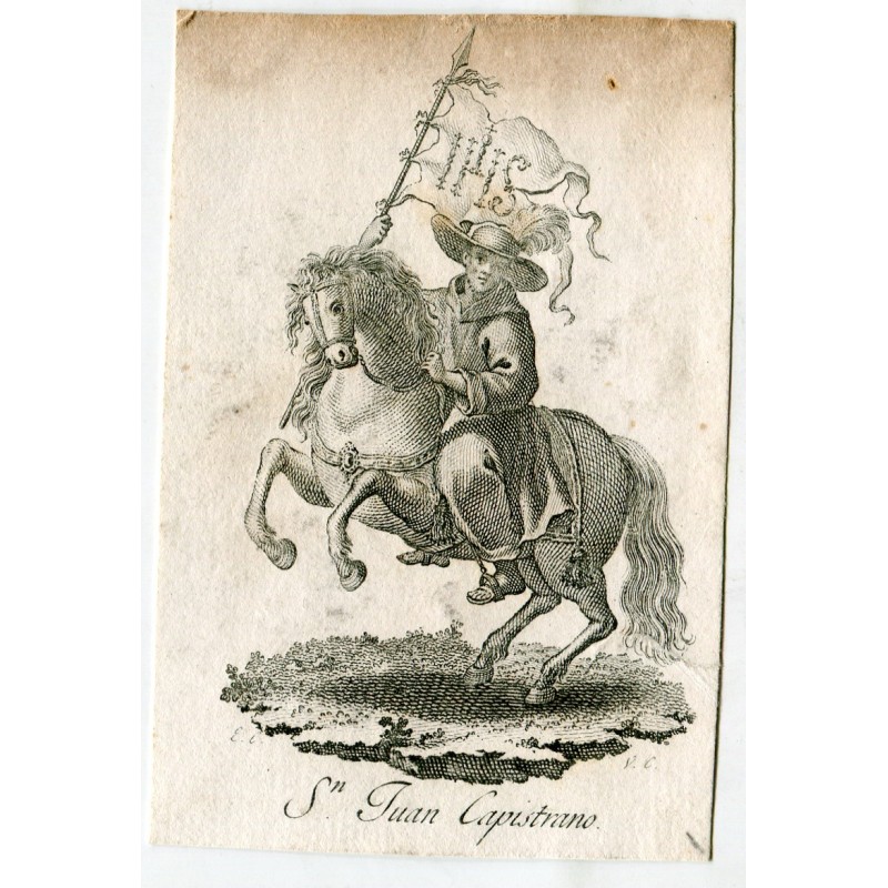 San Juan Capistrano gravé par Vicente Capilla, dessinateur signé initiales EC