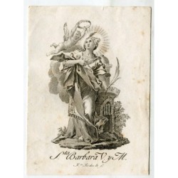 Saint Barbara engraved by Francisco Jordan