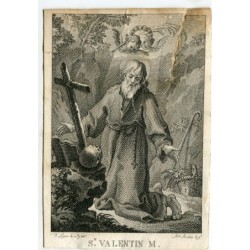 Gravure de Saint Valentin Martyr par F. Jordan d'après un dessin de V. Lopez
