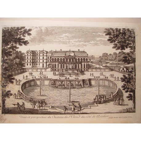 «Veue et perspective du Chateau de St. Cloud du coté de l´Escalier» Dibujó.y grabó Pierre Aveline (París,1656-1722).