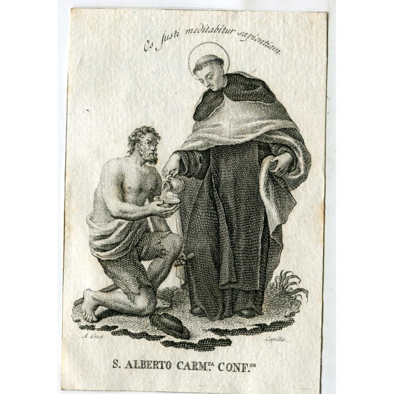 Der heilige Albert, Beichtvater der Karmeliter, gestochen von V. Capilla, gezeichnet von A. Crua