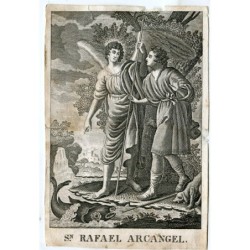 Saint Raphael the Archangel engraved by Tomas Rocafort y Lopez.