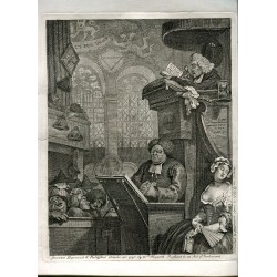 La congrégation endormie gravée par W. Hogarth en 1736 et retouchée par l'auteur en 1762