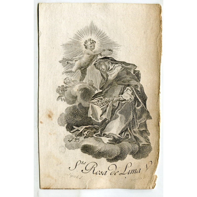 St. Rose of Lima, engraved by Vicente Capilla after a drawing by Vicente Lopez