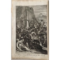 Bible. Moses brings water from a rock. Engraving by J. Basire.