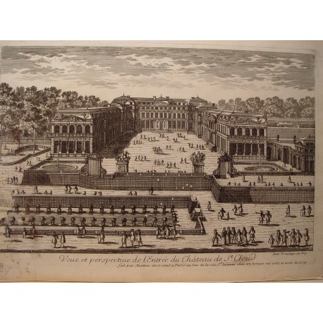 «Veue et perspective de l´entrée du Chateau de St. Cloud» Dibujó.y grabó Pierre Aveline (París,1656-1722).