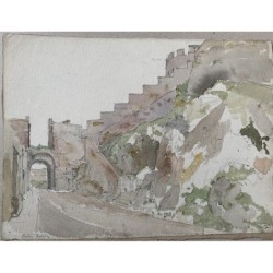 Aquarelle du château de Bamburgh dans le Northcumberland