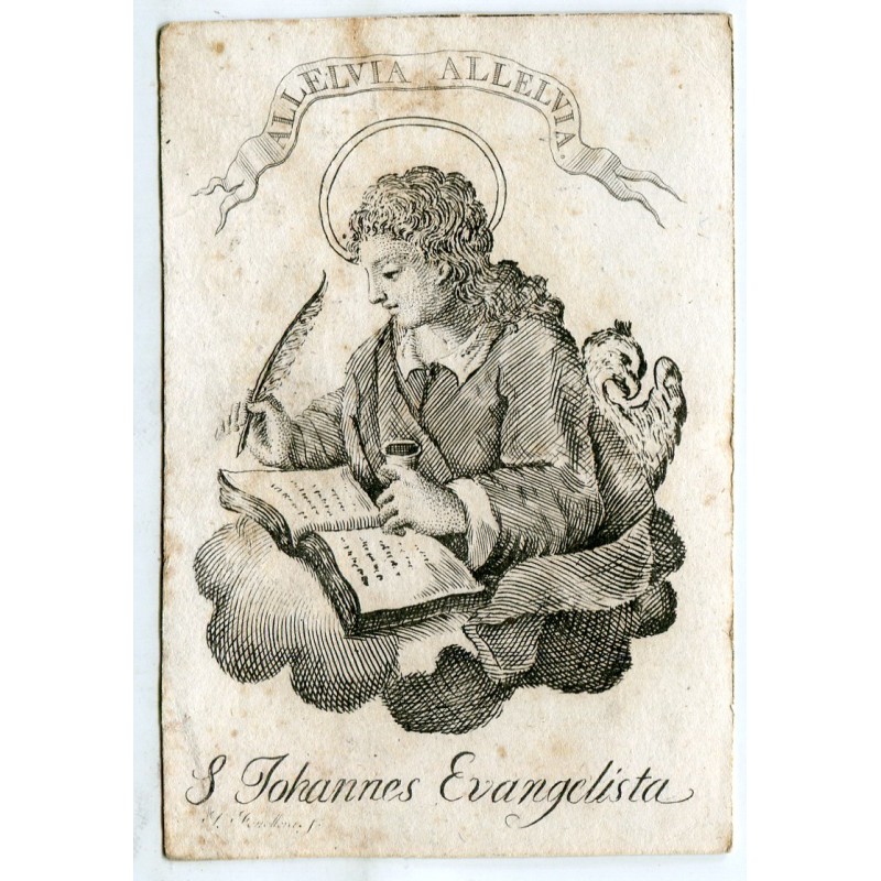 Saint John the Evangelist, signed, illegible engraving, 18th century