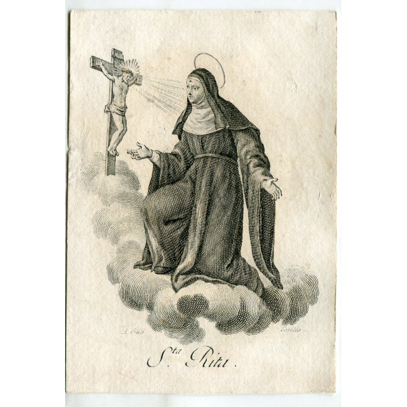 Sainte Rita gravée par V. Capilla d'après un dessin de A. Crua