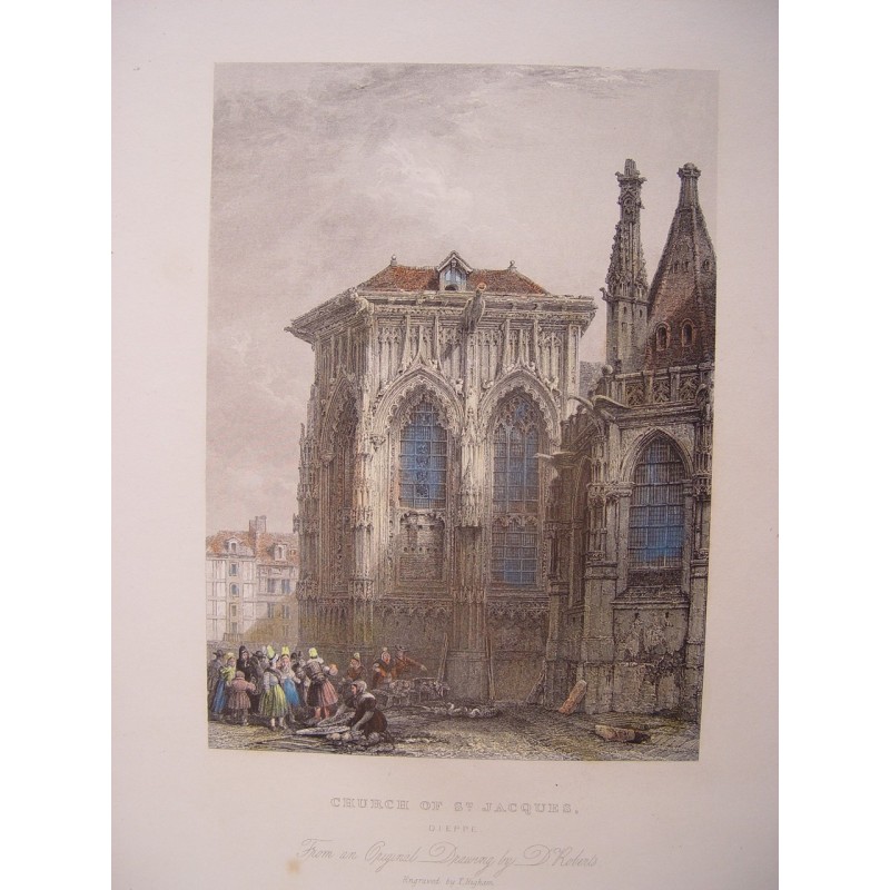 Die Marienkapelle der Kirche St. Jakob, Dieppe, Frankreich – Antiker Stich.