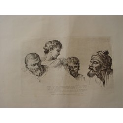 Cuatro cabezas de las caricaturas de Rafael en Hampton Court. Guillermo Hogarth