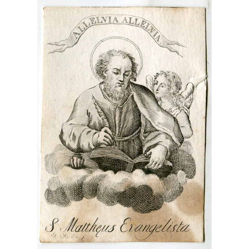 Der Evangelist Matthäus, unleserlicher signierter Kupferstich.