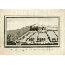 View of Lumley Castle in the Bishoprick of Durham grabado de finales del siglo XVIII