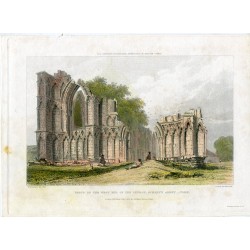 Parts of the west end of the church St. Mary´s Abbey, York grabado en 1828 por Woolnoth