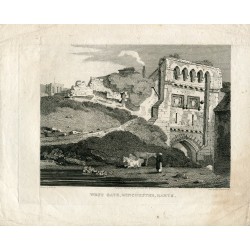 West Gate, Winchester Hants 1810 engraving by Miss Hawksworth, drew S. Prout