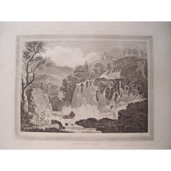 Chutes de Tivoli en Italie, après Metz. Gravure d'Angus (vers 1820).