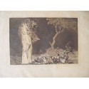 Goya etching. Folly of fear (Por temor no pierdas honor). Disparates, 2 (Follies / Irrationalities), ninth edition (1937)