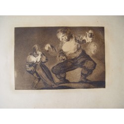 Goya etching. Dancing Giant (Bobalicón). Disparates, 4 (Follies / Irrationalities), ninth edition (1937)