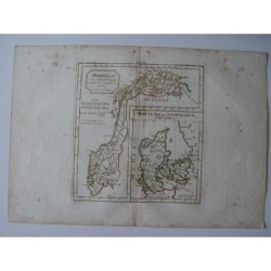Antike Karte von Norwegen und Dänemark. Robert de Vaugondy (1794)