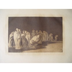 Goya etching. People in Sacks (Los ensacados). Disparates, 8 (Follies / Irrationalities), ninth edition (1937)