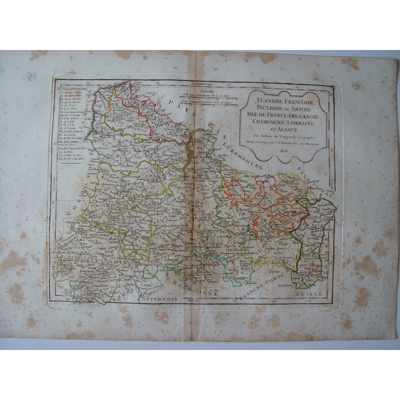 Flandre Francoise, Picardie et Artois Isle de France par Robert de Vaugondy-Delamarché 1806