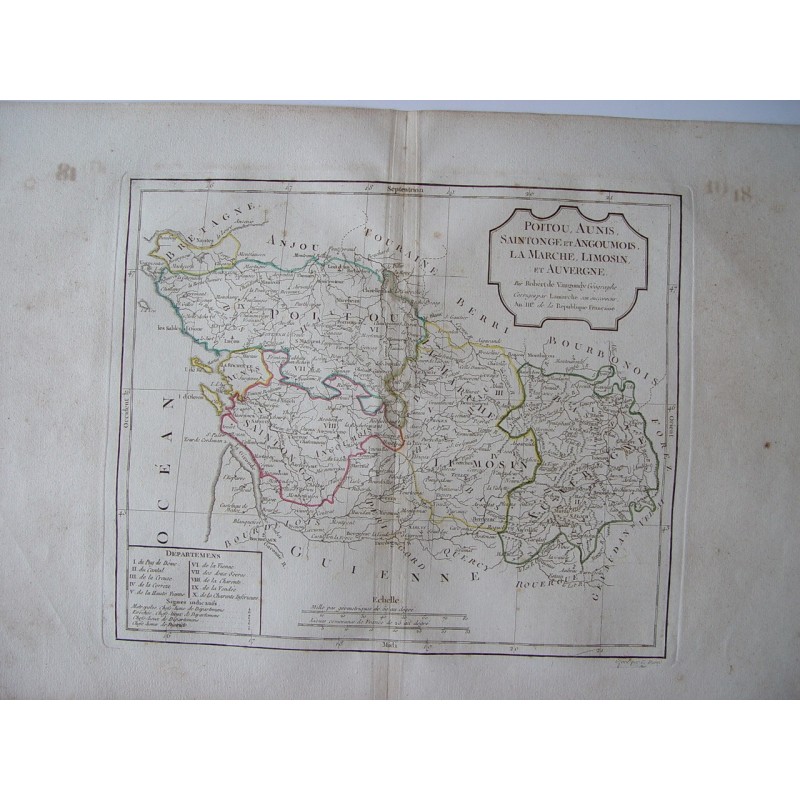 Antica mappa delle regioni settentrionali della Francia. Robert de Vaugondy (1794)