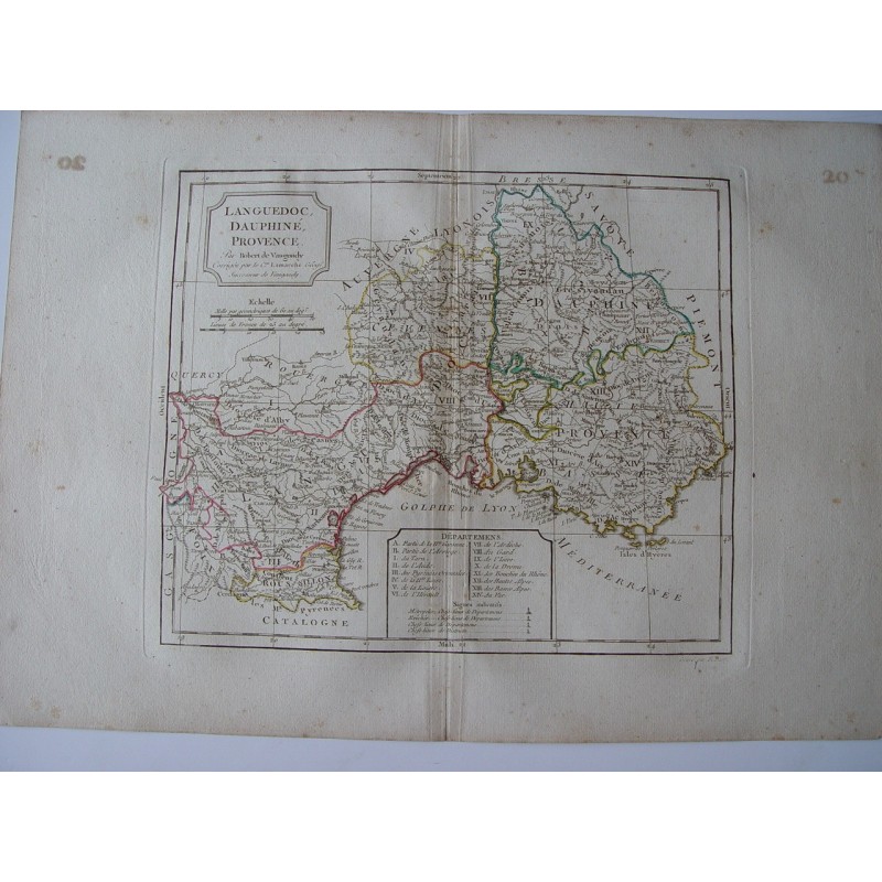 Antica mappa delle regioni orientali della Francia. Robert de Vaugondy