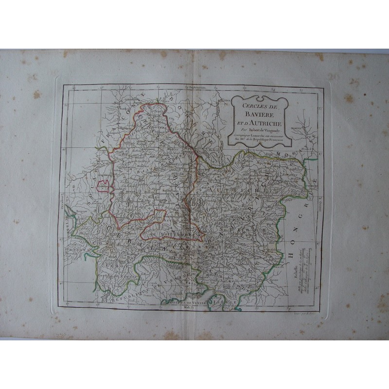Antique map of Baviera and Austria. Robert de Vaugondy (1794)