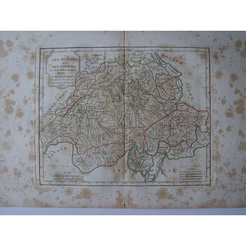 Antique map of Switzerland. Robert de Vaugondy (1794)