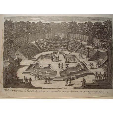 «la Salle des Dances a Versailles comme elle est en cette presante année 1687» Dibujó.y grabó Pierre Aveline (París,1656-1722)