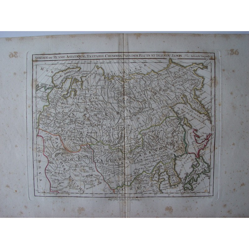 Carte ancienne de la Sibérie, de la Tartarie, de la Chine et du Japon. Robert de Vaugondy