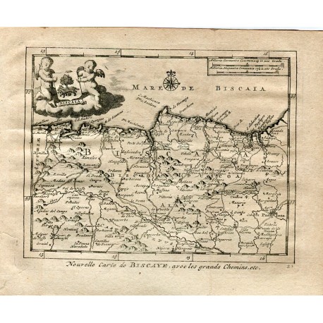 Nouvelle carte de BISCAYE avec les grands chemins grabado por P. Van der Aa (Alvarez de Colmenar)