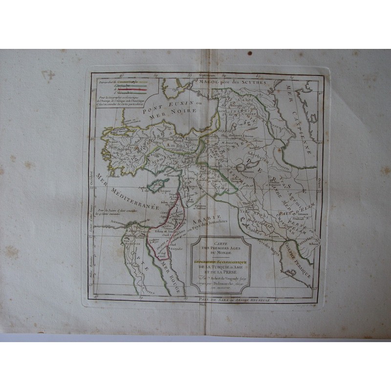 Carte antique des premiers âges du monde. Robert de Vaugondy.