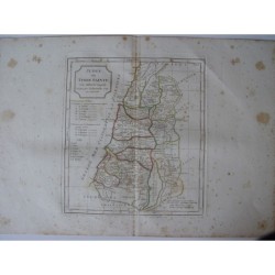 Antica mappa della Giudea in Terra Santa. Robert de Vaugondy.