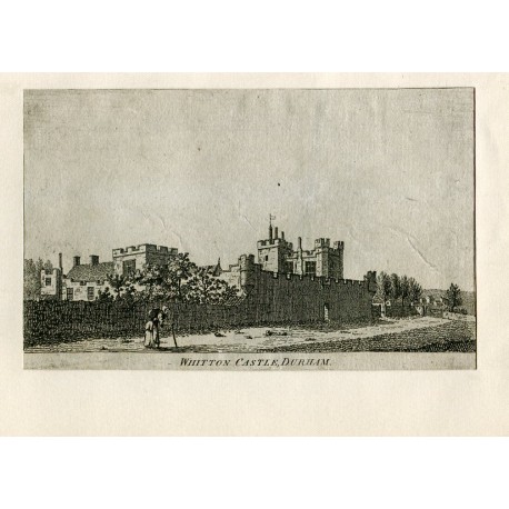 Inglaterra.Grabado de Whitton Castle Durham por Richard Godfrey.