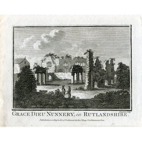 Grabado Grace Dieu Nunnery in Rutlandshire por Hawkins