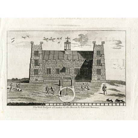 Inglateerra. Lumley Castle grabado tomado de un dibujo de Edward Barras