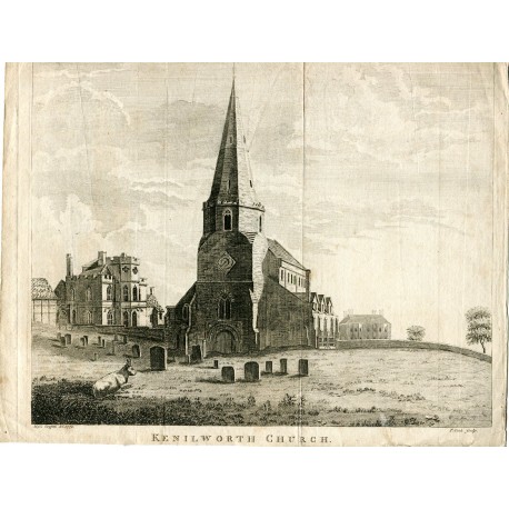 Inglaterra. Kenilworth Church grabado por T. Cook en 1787