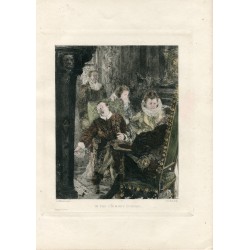 In the chimney corner grabado por James Dobie sobre obra de Ad. Menzel 1889